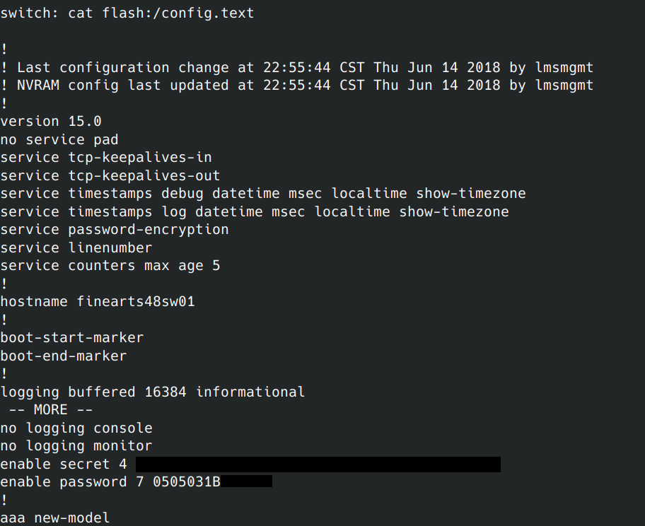 Concat of switch config from flash